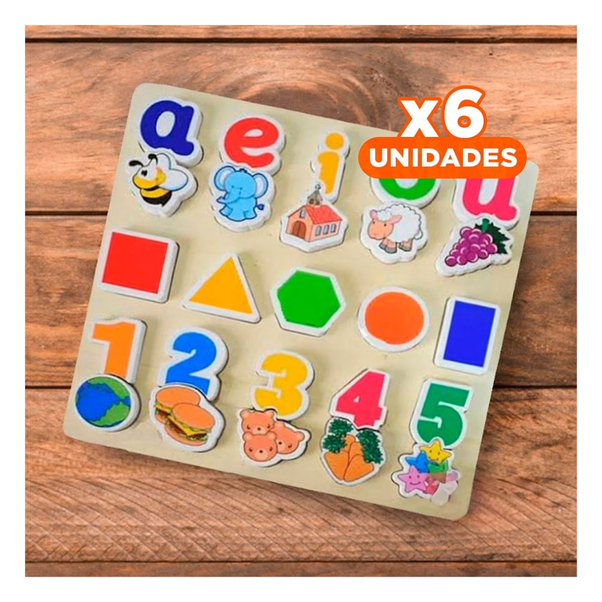 PACK6 KIT INTERACTIVO INFANTIL CON FIGURAS GEOMETRICAS Y 25 PIEZAS Y+REGALO STICKER - 1