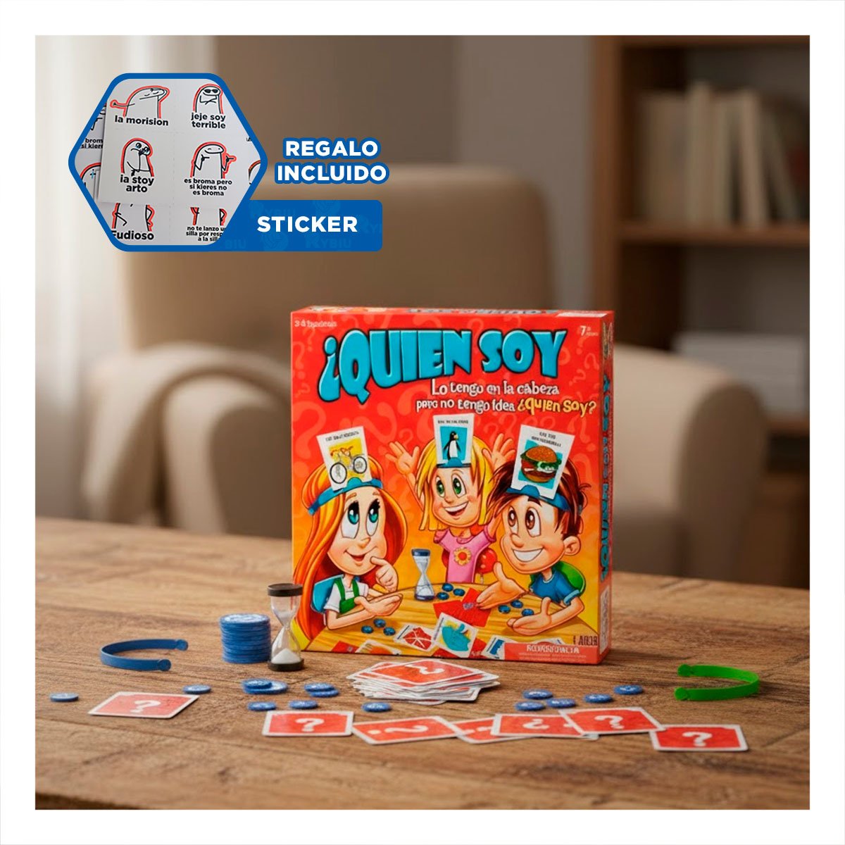 PASATIEMPO SOCIAL QUIEN SOY ROJO PARA JUEGOS EN HOGAR Y+REGALO STICKER - 1