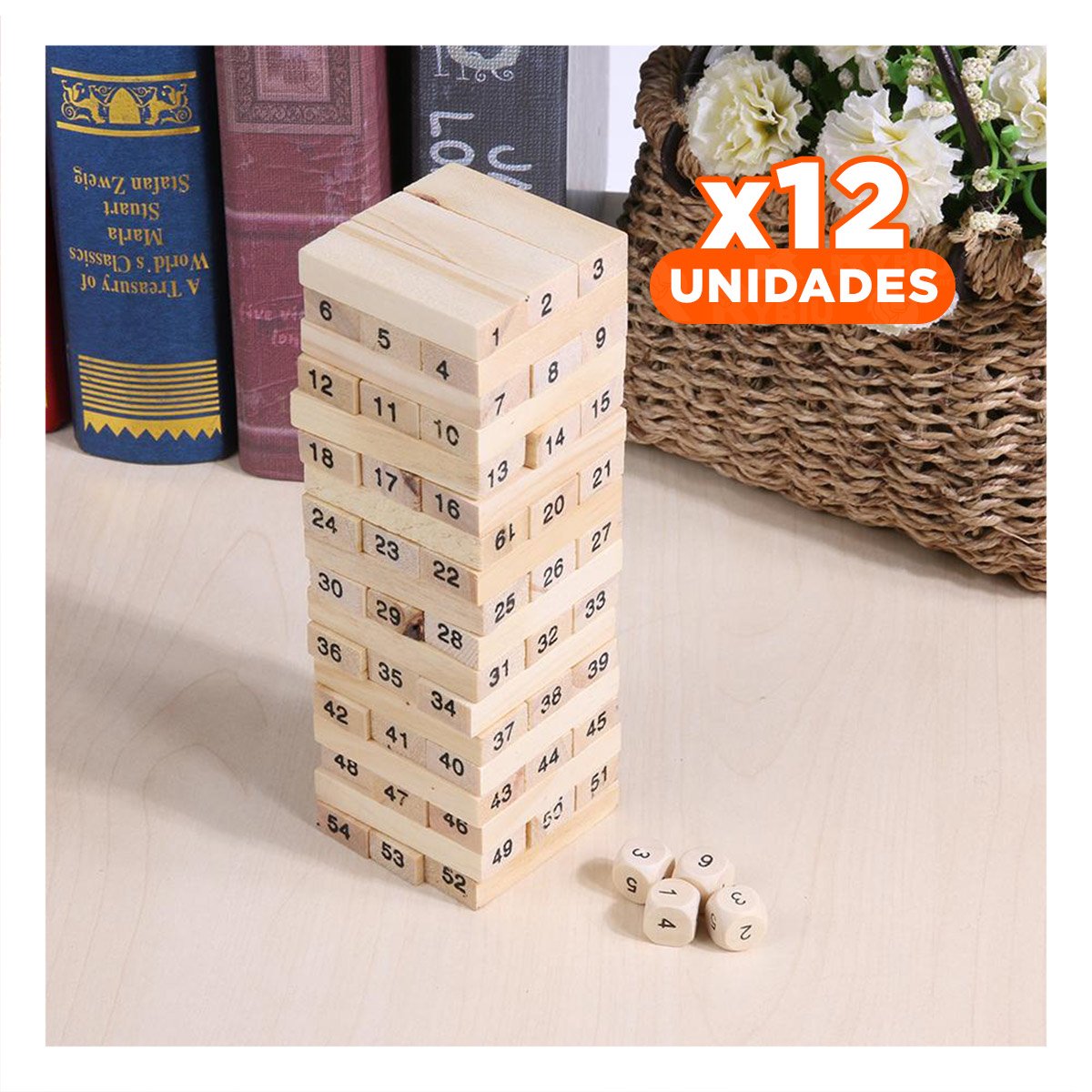 PACK12 PROPUESTA CLASICA DE PIEZAS DE MADERA CON NUMEROS PARA JUEGOS DE MESA - 1