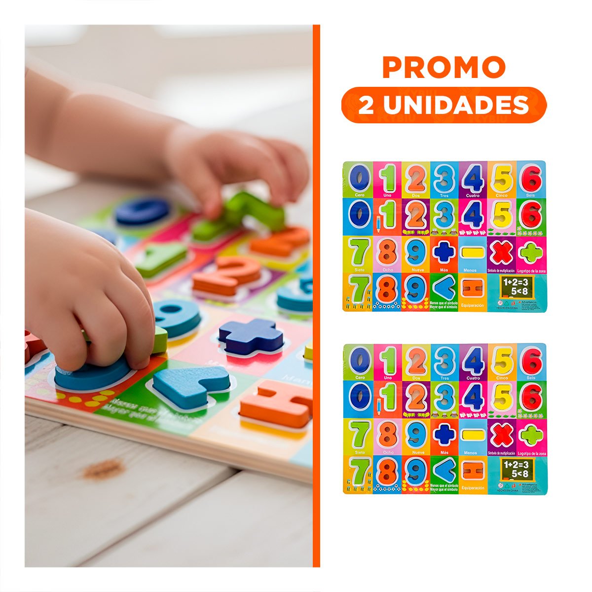 PACK2 ENCAJE NUMEROS Y SIGNOS MULTICOLOR CON FONDO CUADROS ESCOLAR - 1