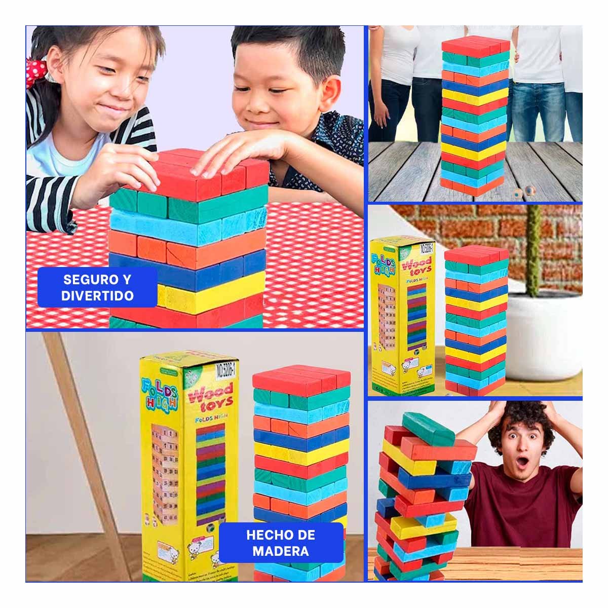 PACK4 ENTRETENIDO DE MADERA MULTICOLOR PARA JUEGO DE MESA SOCIAL Y+REGALO STICKER - 2