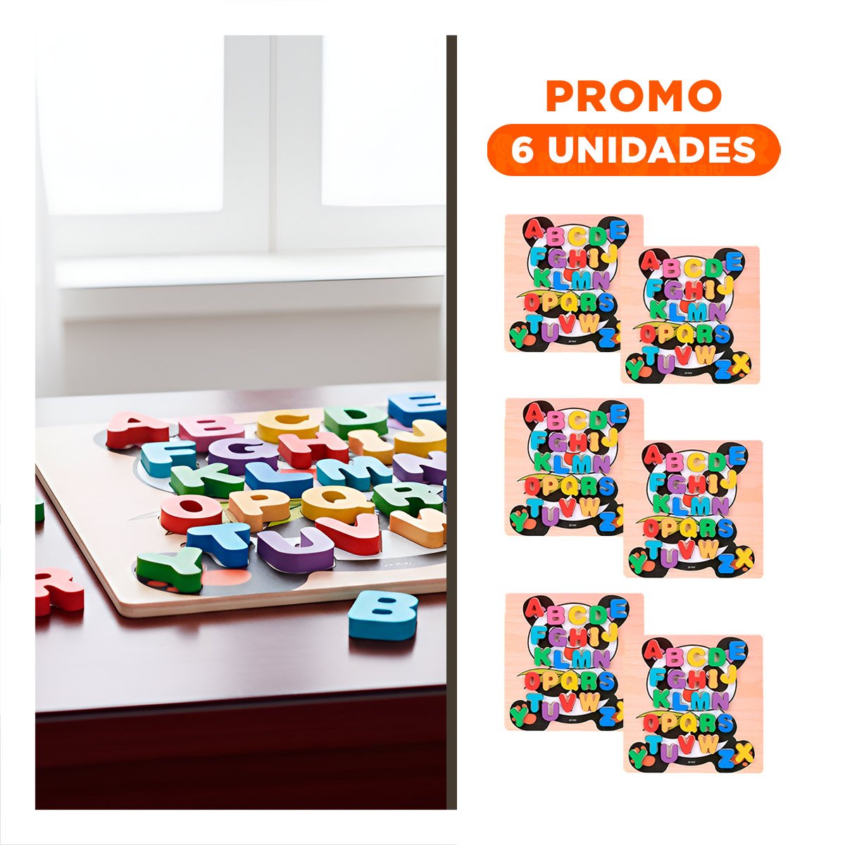 PACK6 METODO EDUCATIVO ABECEDARIO CON LETRAS ENCAJABLES OSITO PARA HOGAR - 1