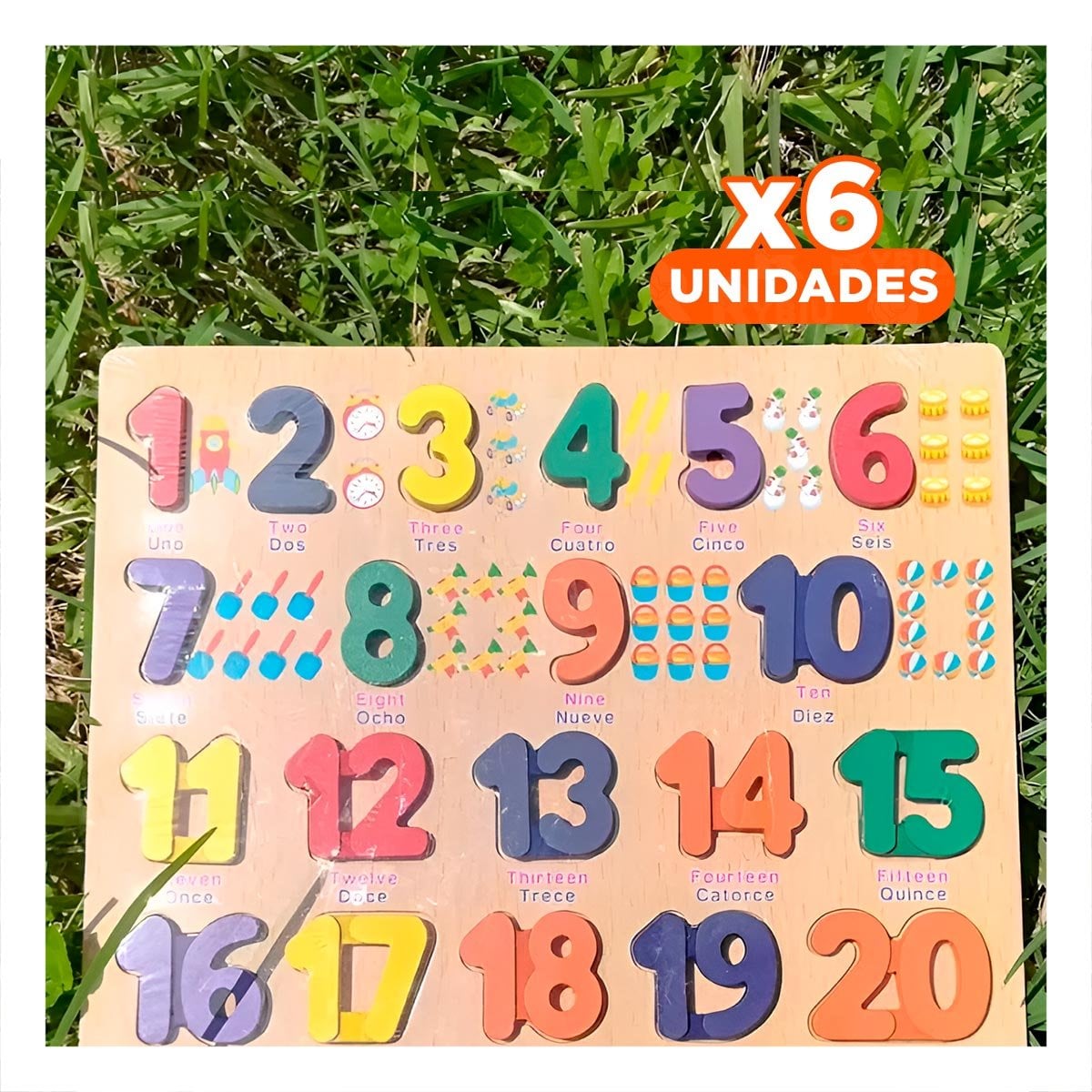 PACK6 RECURSO FORMATIVO DE MADERA CON ENCAJABLES NUMERICOS PARA DESARROLLO Y+REGALO STICKER - 1
