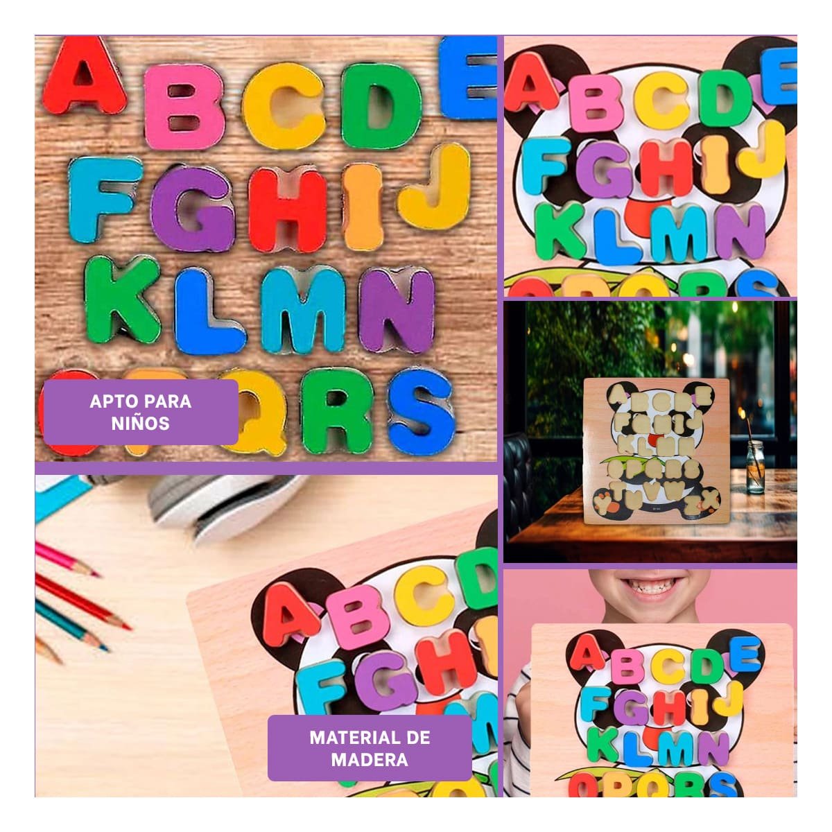 PACK4 EXPERIENCIA DIDACTICA ABECEDARIO LETRAS ENCAJABLES OSITO EDUCATIVO Y+REGALO STICKER - 2