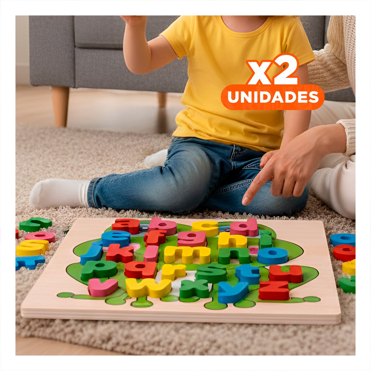 PACK2 PEDAGOGICO DIDACTICO ABECEDARIO LETRAS ENCASABLES RANA LETRAS MINUSCULAS Y+REGALO STICKER - 1