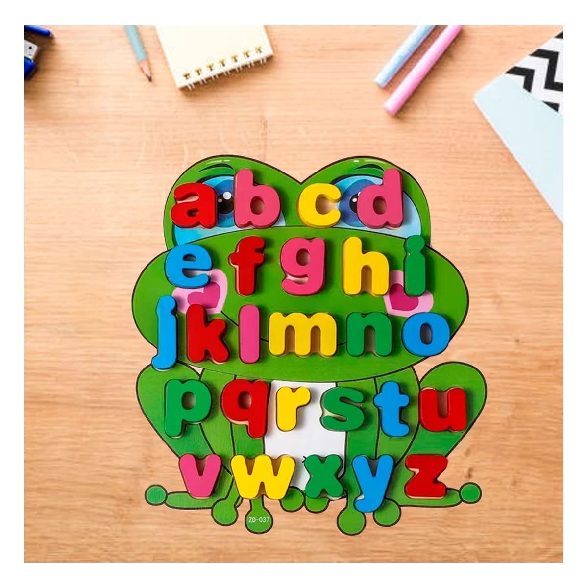 PACK2 PEDAGOGICO DIDACTICO ABECEDARIO LETRAS ENCASABLES RANA LETRAS MINUSCULAS Y+REGALO STICKER - 5