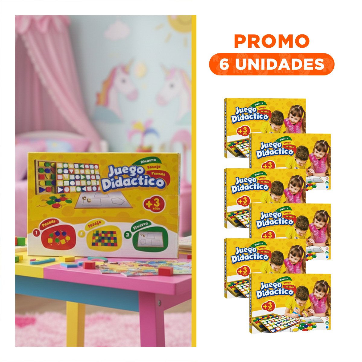 PACK6 ZONA EDUCATIVA 3 EN 1 CON PIZARRA ENCAJE Y PASADO PARA INFANTES - 1
