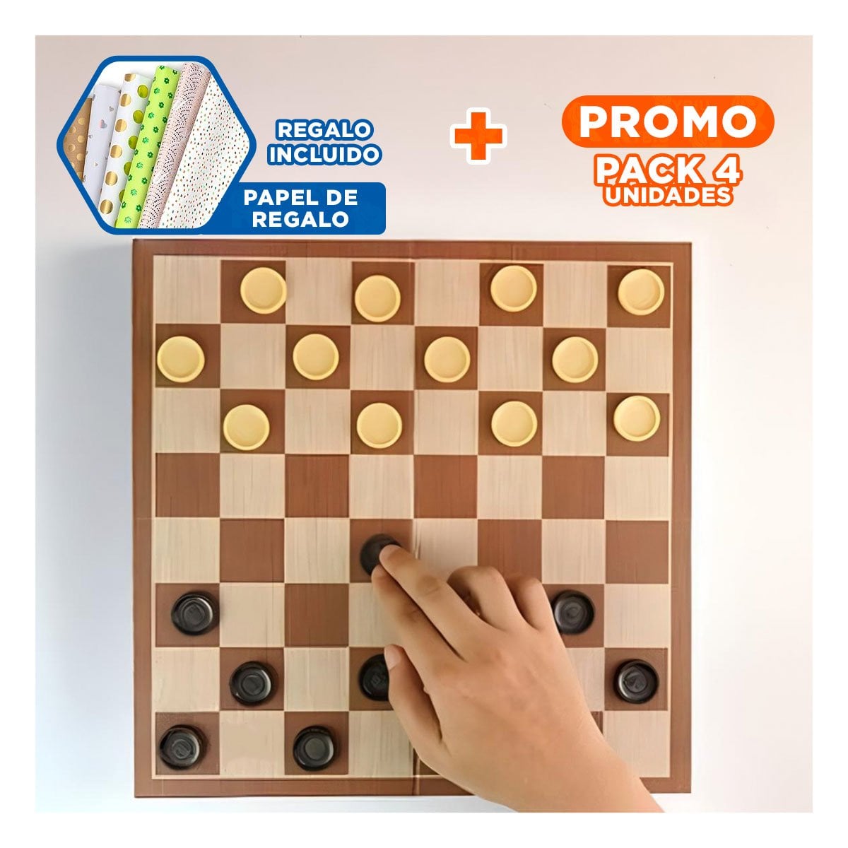 PACK4 SET RECREATIVO 8 EN 1 AJEDREZ CON JUEGOS DE MESA CLASICOS Y+PAPEL REGALO - 1