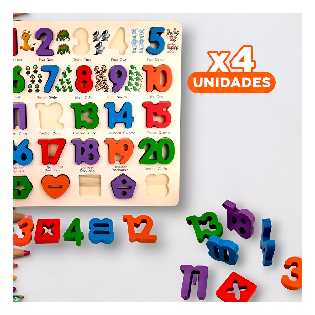 PACK4 LINEA DIDACTICA DE MADERA CON PIEZAS ENCASJABLES PARA APRENDER FORMAS - 1