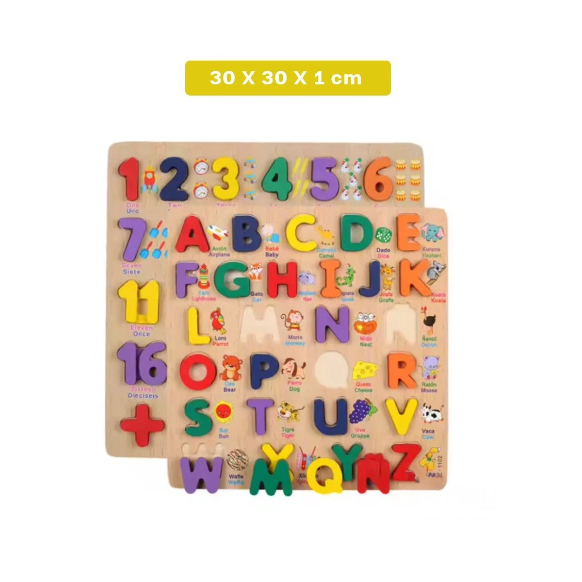 PACK12 BASE DIDACTICA DE ABECEDARIO EN MADERA CON LETRAS MAYUSCULAS EDUCATIVA Y+PAPEL REGALO - 4