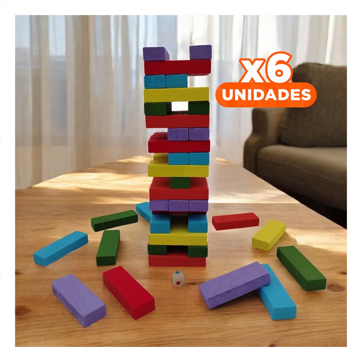 PACK6 BALANCE DE MADERA MULTICOLOR PARA JUEGO DE MESA Y PRECISION Y+REGALO STICKER - 1