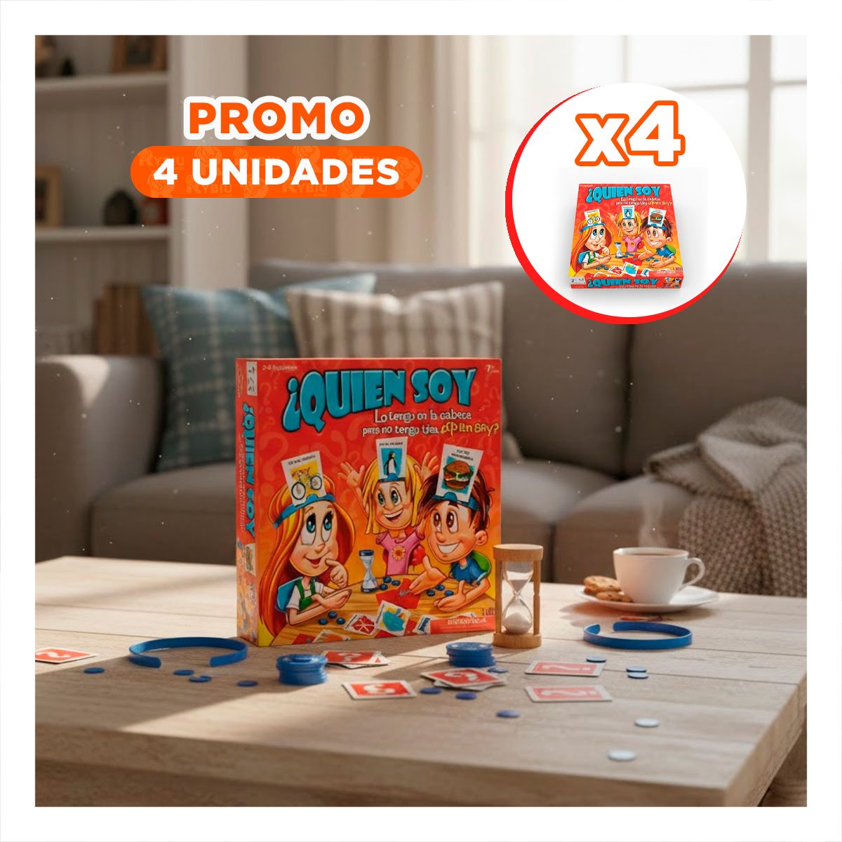 PACK4 DINAMICA DE CARTAS QUIEN SOY ROJO PARA JUEGOS EN HOGAR - 1