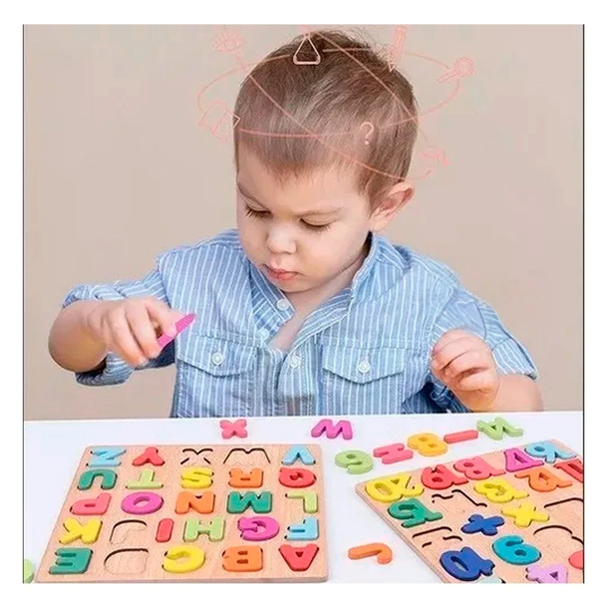 PACK6 OPCION FORMATIVA DE MADERA CON PIEZAS NUMERICAS ENCAJABLES PARA CASA Y+PAPEL REGALO - 2