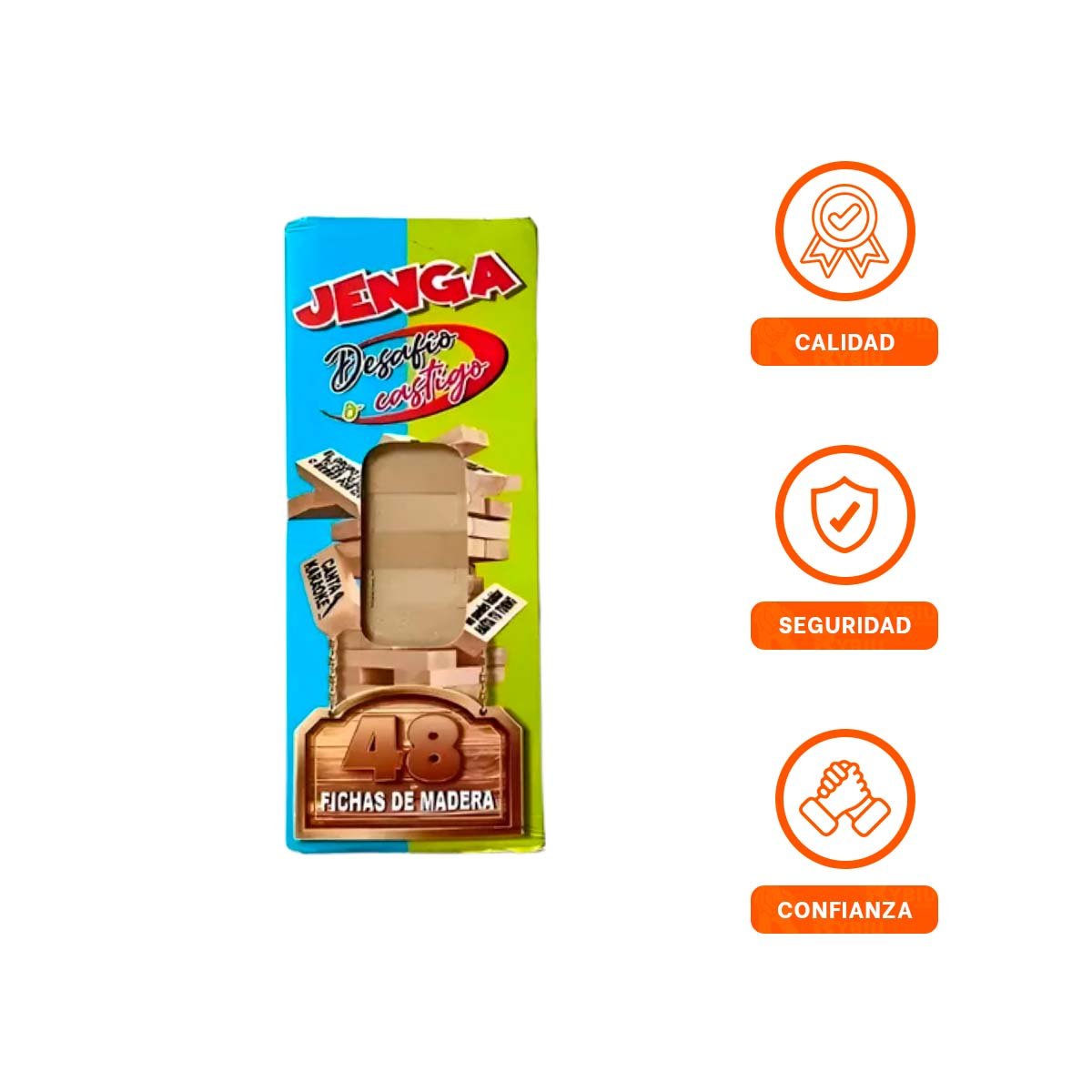 PACK6 TORRE DESAFIO O CASTIGO 48 PIEZAS MADERA JUEGO DE RETO Y EMOCION Y+REGALO STICKER - 2