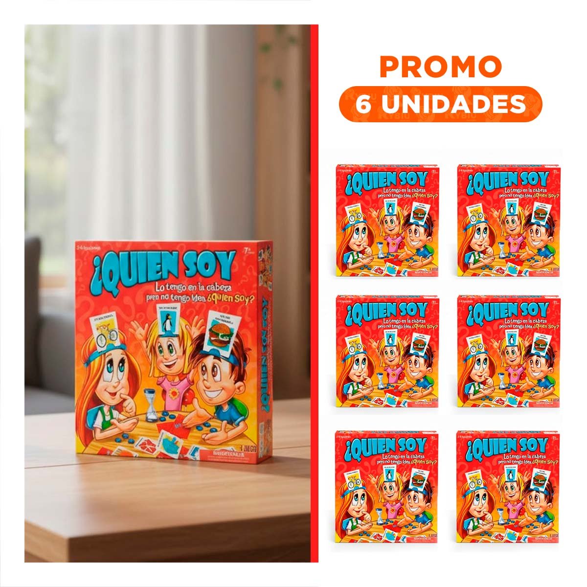 PACK6 JUEGO CLASICO QUIEN SOY ROJO PARA CASA Y HOGAR - 1