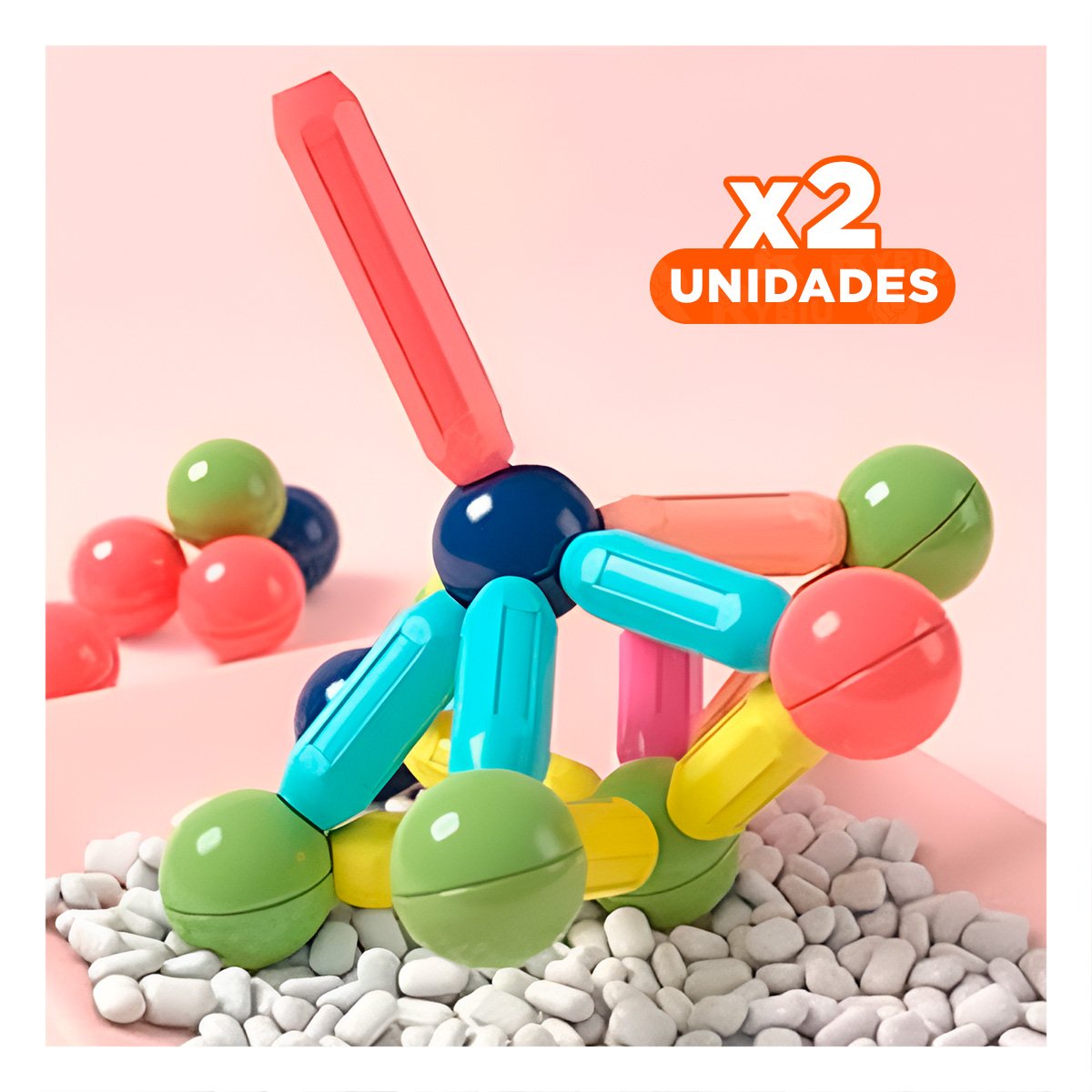 PACK2 DINAMICA MAGNETICA EDUCATIVA CON PIEZAS CREATIVAS PARA CONSTRUCCION Y+REGALO STICKER - 1