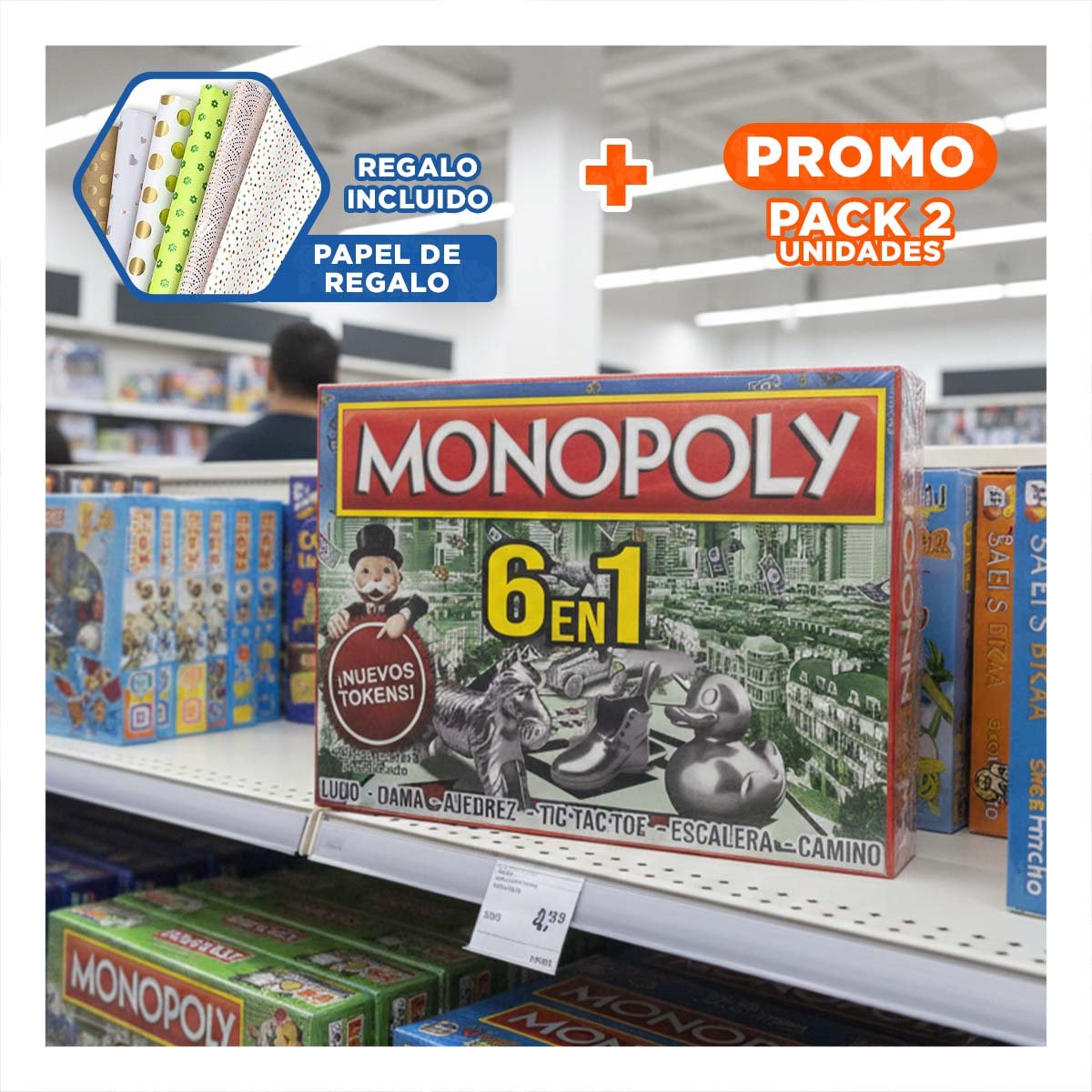 PACK2 ALTERNATIVA DE MESA VERDE PARA HOGAR CON JUEGOS PARA COMPARTIR Y+PAPEL REGALO - 1