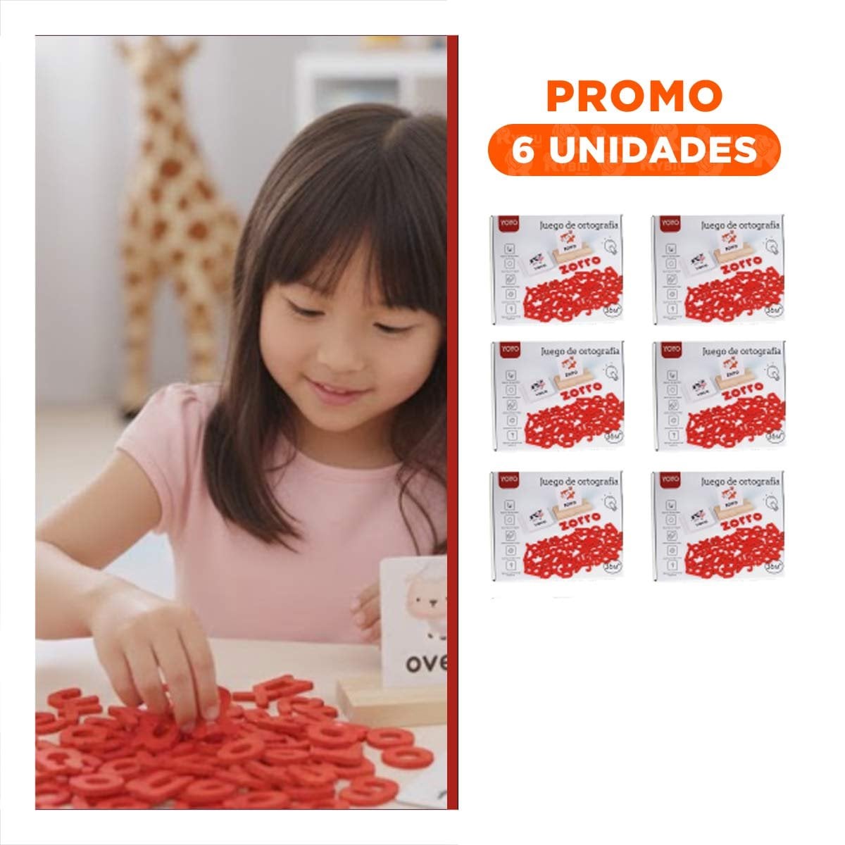 PACK6 ELEMENTO ESCOLAR DE ORTOGRAFIA ROJO PARA APRENDIZAJE GUIADO - 1