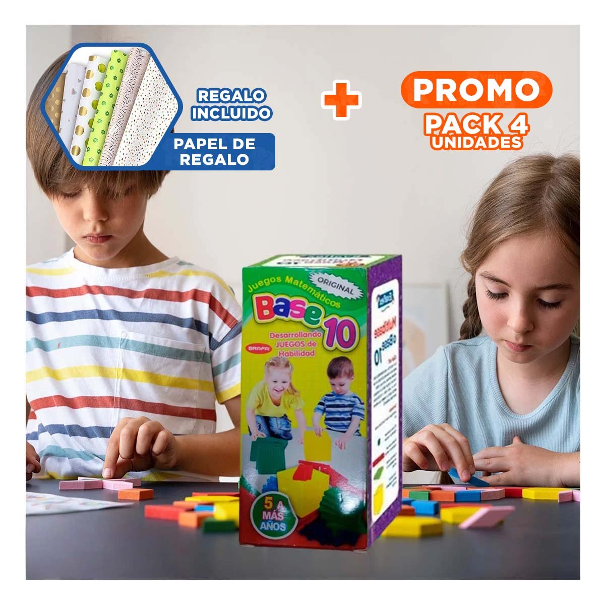 PACK4 KIT DIDACTICO BASE 10 INTERACTIVO PARA NINOS Y+PAPEL REGALO - 1