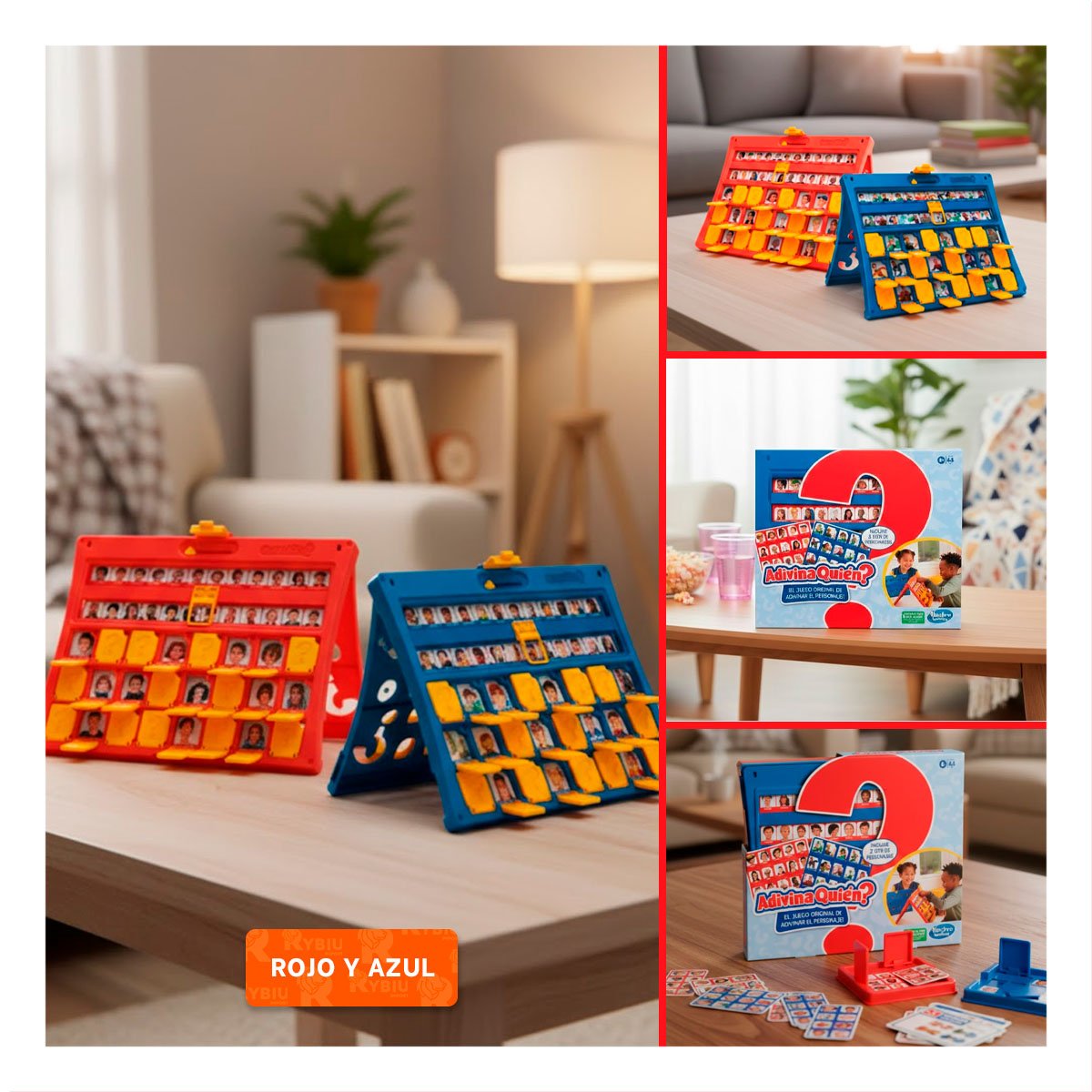 ENTRETENIMIENTO DE MESA ADIVINA QUIEN PERSONAJES ROJO Y AZUL PARA COMPARTIR EN CASA Y+POST IT - 5