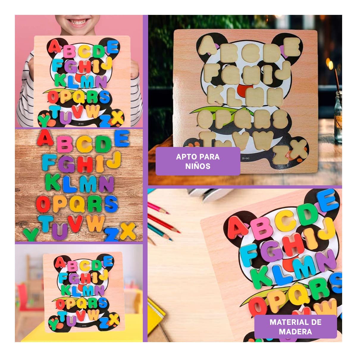 PACK6 PLAN DIDACTICO ABECEDARIO LETRAS ENCAJABLES TIPO OSITO EN CASA Y+PAPEL REGALO - 3