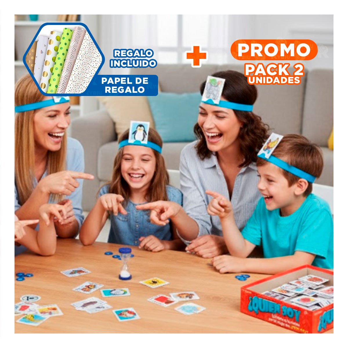 PACK2 JUEGO DE CARTAS QUIEN SOY ROJO PARA REUNIONES EN HOGAR Y+PAPEL REGALO - 1