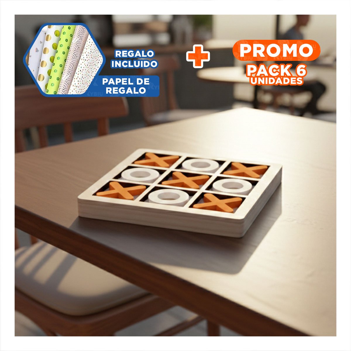 PACK6 ENTRETENIMIENTO FAMILIAR DE MESA MULTICOLOR PARA REUNIONES EN HOGAR Y+PAPEL REGALO - 1