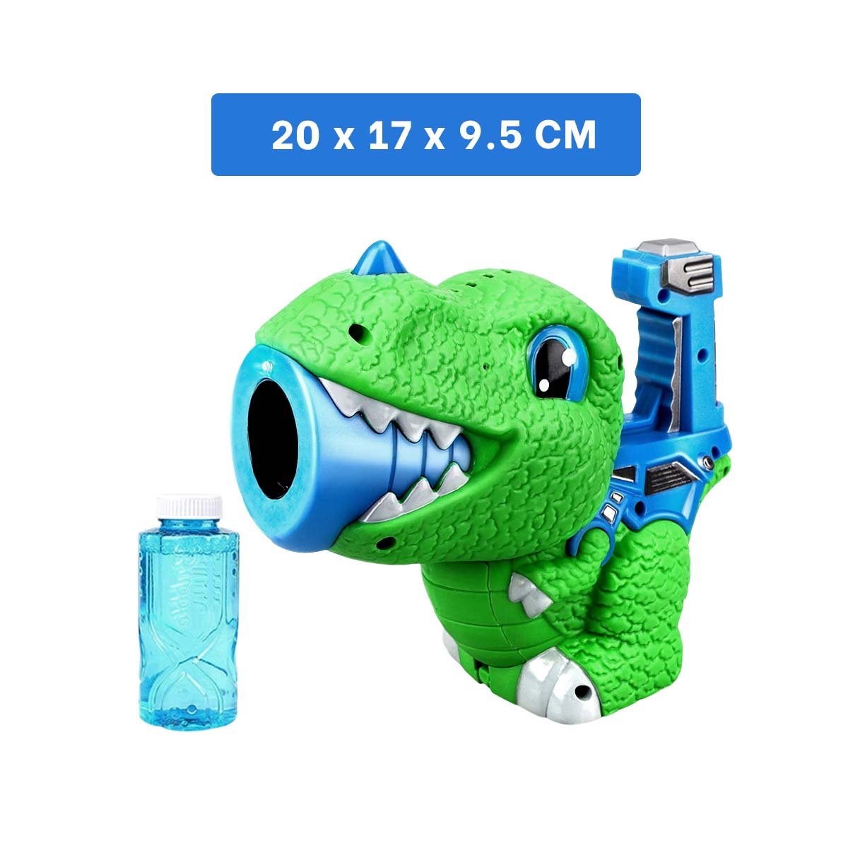 PACK12 DISPOSITIVO DE BURBUJAS DINOSAURIO CHICO VERDE Y AZUL PARA JUEGO DIARIO Y+REGALO STICKER - 4