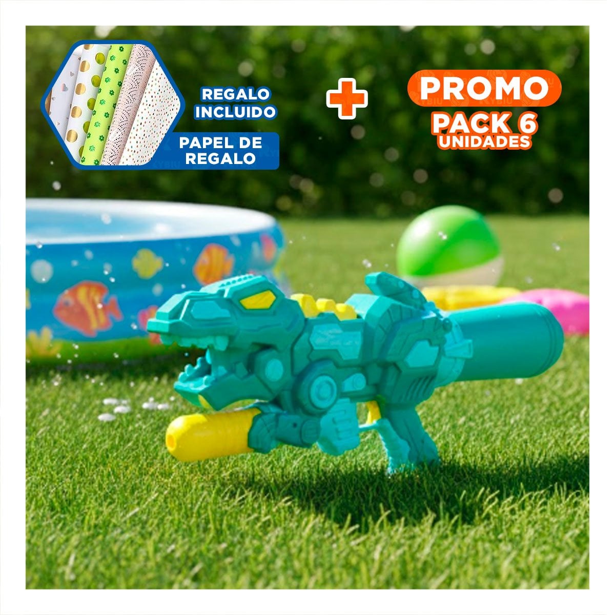 PACK6 PROYECTOR RECREATIVO DINOSAURIO VERDE PARA JUEGOS REFRESCANTES Y+PAPEL REGALO - 1