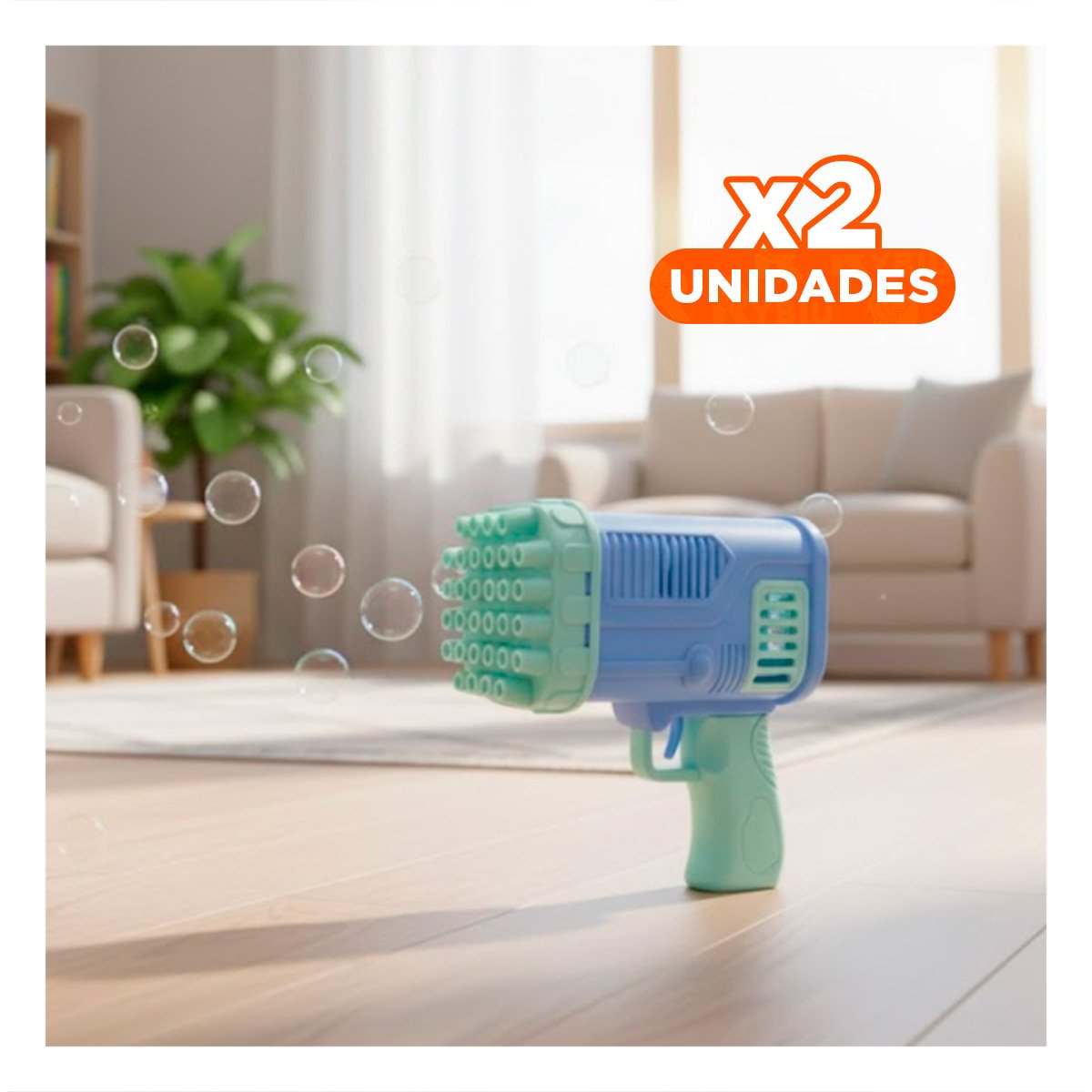 PACK2 EMISOR DE BURBUJAS COHETE CELESTE PARA JUEGOS DE NINOS EN ESPACIOS Y+REGALO STICKER - 1