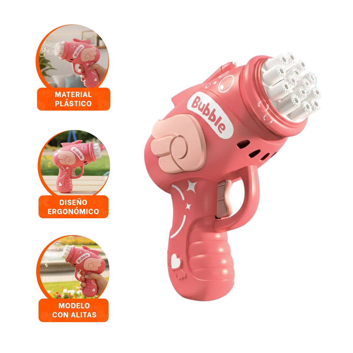JUGUETE DE BURBUJAS ROSADO CON ALITAS PARA DIVERSION DIARIA - 3