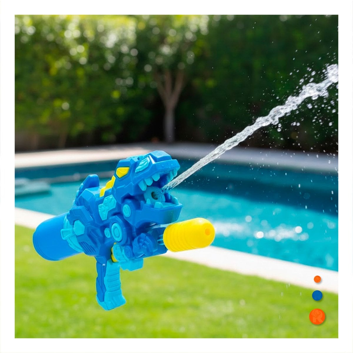 PACK6 LANZADOR DE VERANO DINOSAURIO AZUL PARA JUEGOS DE AGUA AL AIRE LIBRE Y+REGALO STICKER - 3
