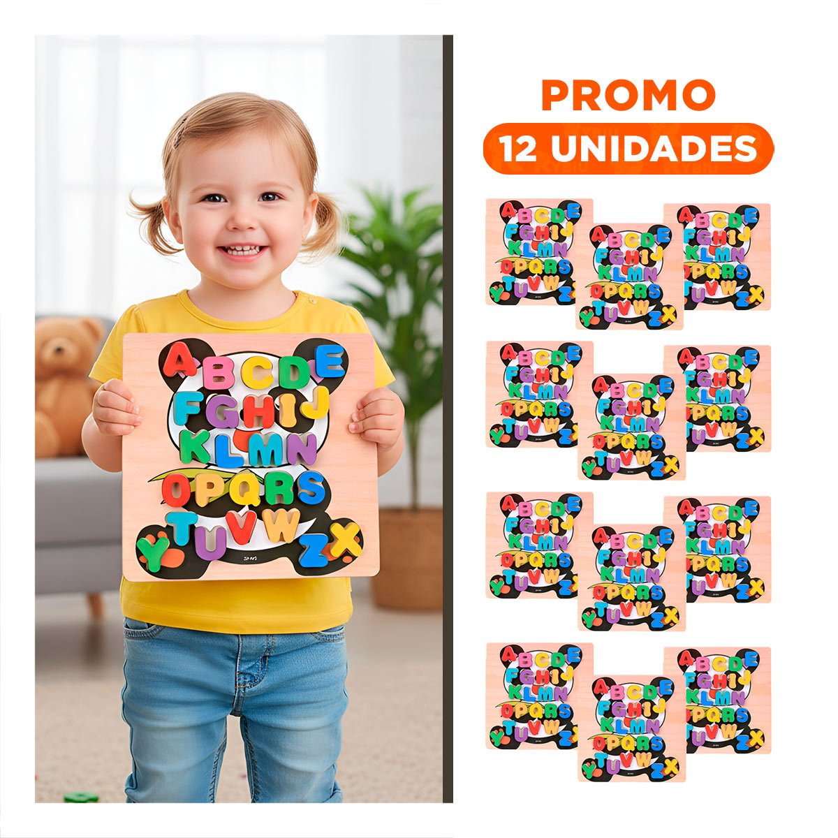 PACK12 SOPORTE DIDACTICO ABECEDARIO CON LETRAS ENCAJABLES OSITO Y+REGALO STICKER - 1