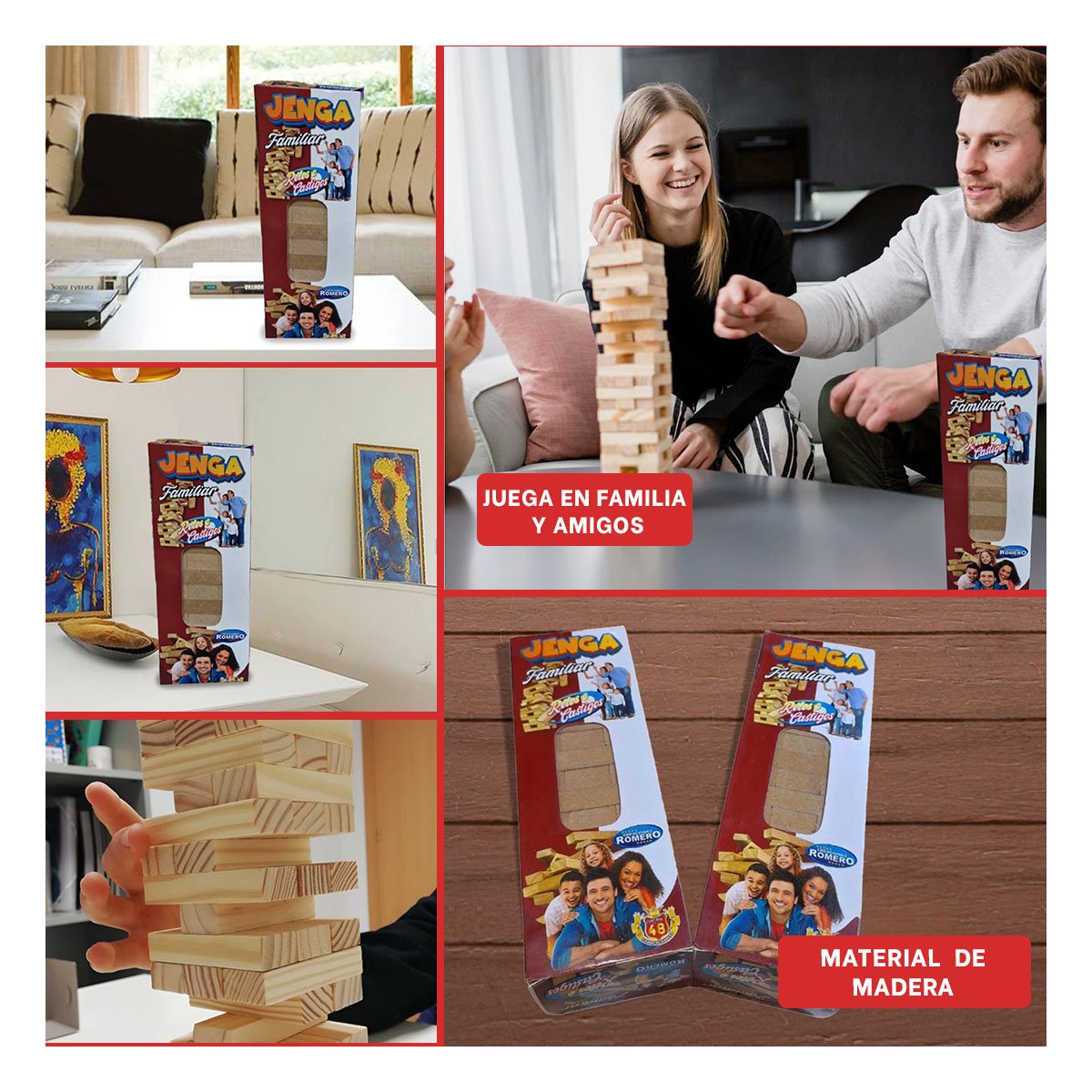 PACK12 APILABLES FAMILIAR DE APILABLES DESAFIO O CASTIGO PARA DIVERSION Y+PAPEL REGALO - 2