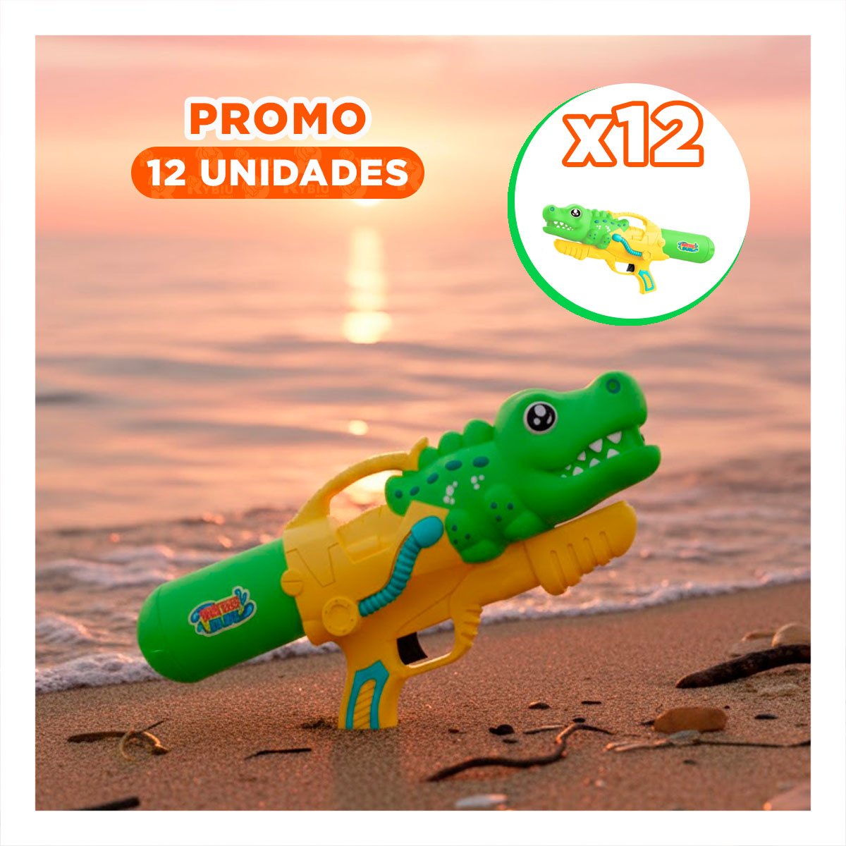 PACK12 ROCIADOR DE AGUA DINOSAURIO VERDE CLARO PARA DIVERSION EN PATIO Y JARDIN - 1