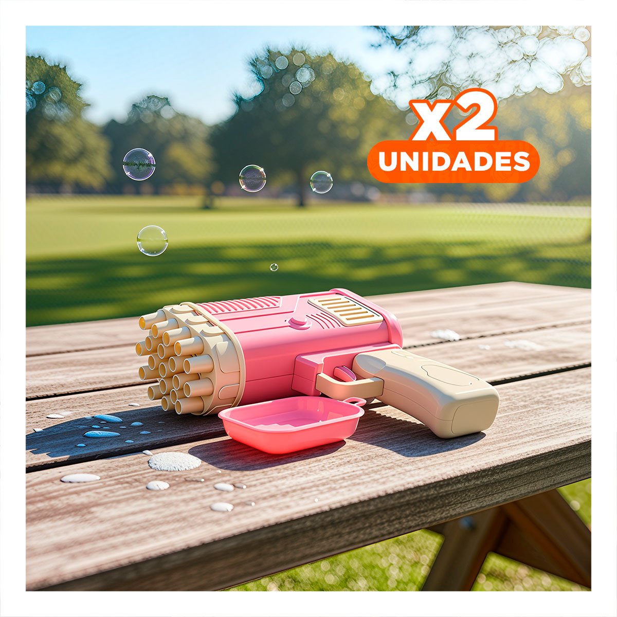 PACK2 EMISOR DE BURBUJAS COHETE ROSADO PARA JUEGOS DE NINOS EN ESPACIOS Y+REGALO STICKER - 1
