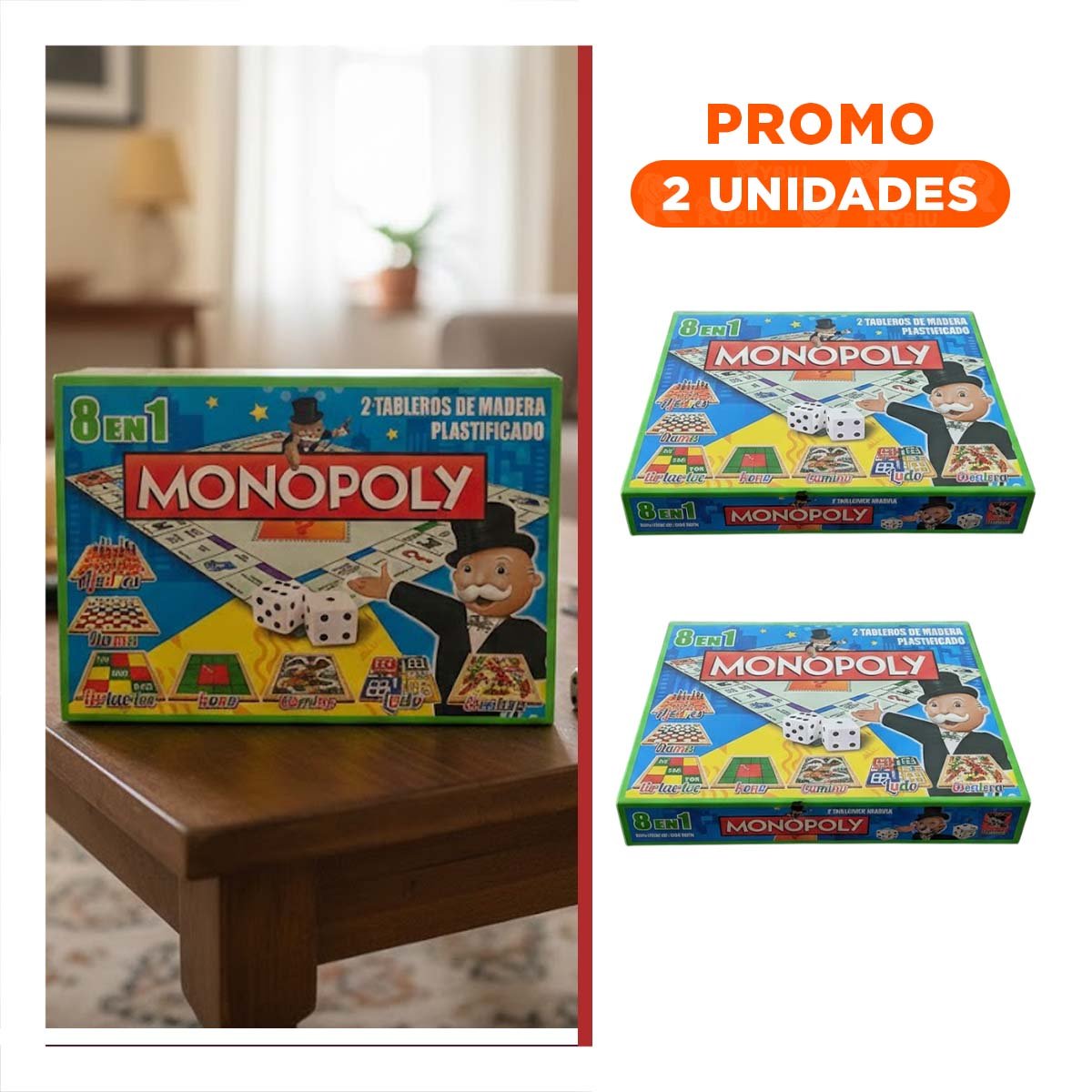 PACK2 PROPUESTA LUDICA MULTICOLOR PARA HOGAR CON MESA CLASICA Y DIVERSION SOCIAL - 1