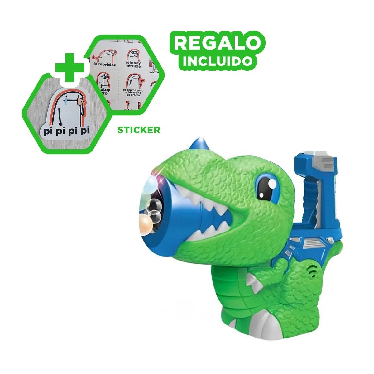 ARTICULO DE BURBUJAS CON DINOSAURIO CHICO PARA MOMENTOS DE JUEGO Y+REGALO STICKER - 1