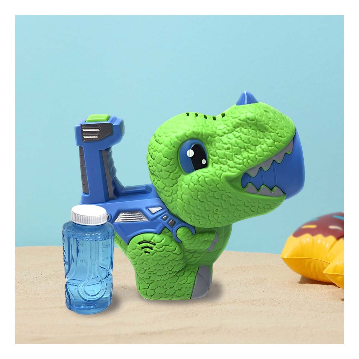 PACK4 APARATO DE BURBUJAS CON DINOSAURIO CHICO VERDE Y AZUL PARA JUEGO INFANTIL - 3