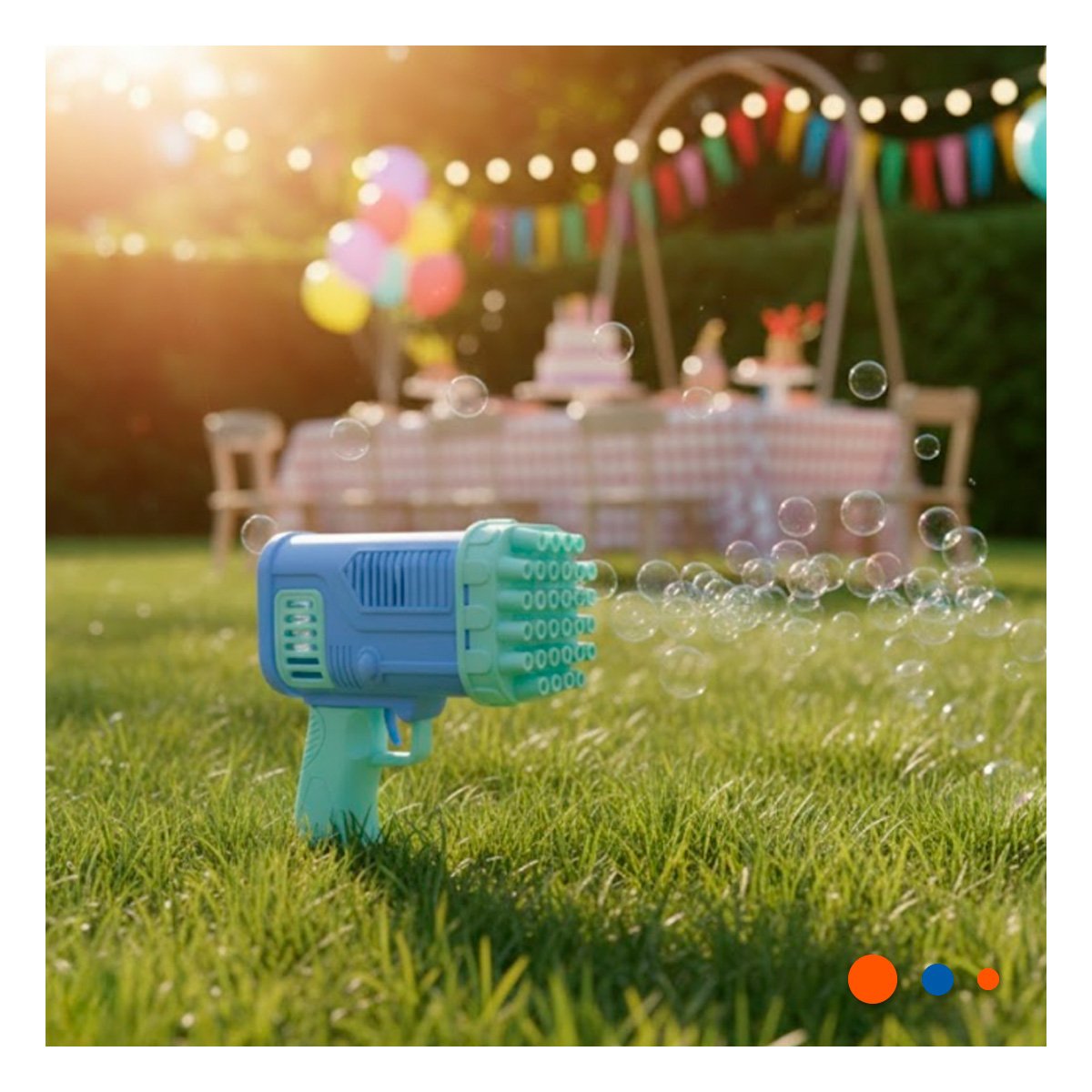 PACK12 SOPLADOR DE BURBUJAS COHETE CELESTE PARA ACTIVIDADES RECREATIVAS Y+REGALO STICKER - 5