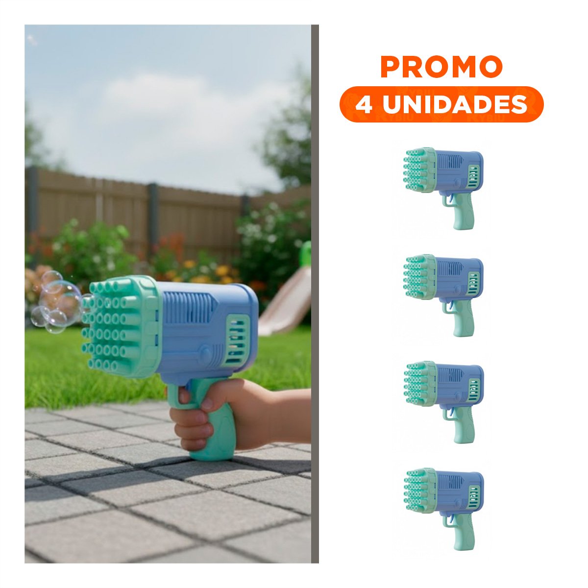 PACK4 PROYECTOR DE BURBUJAS COHETE CELESTE PARA FIESTAS INFANTILES EN PATIO Y+REGALO STICKER - 1