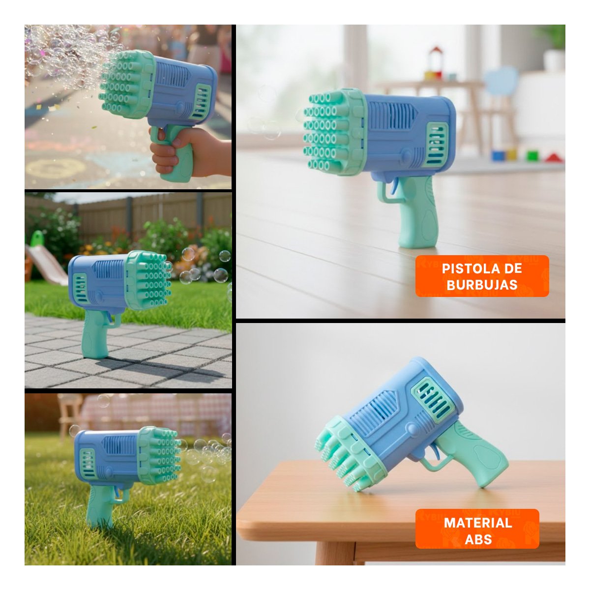 PACK4 PROYECTOR DE BURBUJAS COHETE CELESTE PARA FIESTAS INFANTILES EN PATIO Y+REGALO STICKER - 2