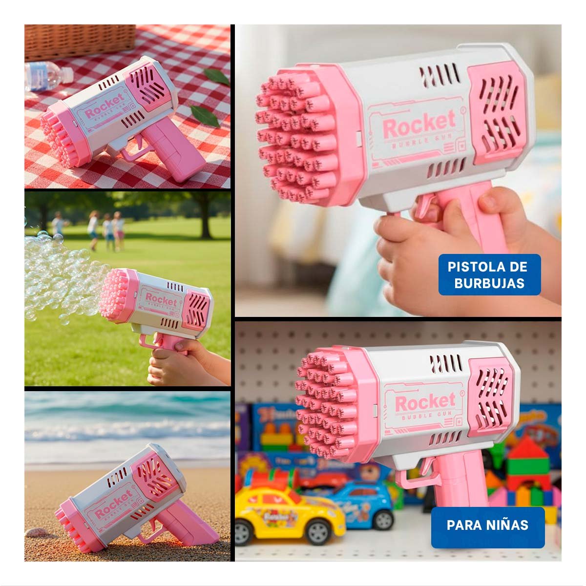 PACK12 JUGUETE RECREATIVO DE BURBUJAS COHETE ROSADO Y BLANCO USO DIARIO Y+PAPEL REGALO - 2