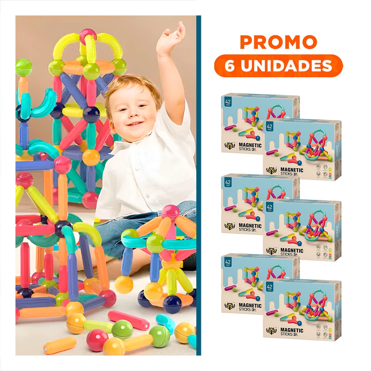 PACK6 CREATIVIDAD MAGNETICA EDUCATIVA CON PIEZAS CREATIVAS PARA JUEGO - 1