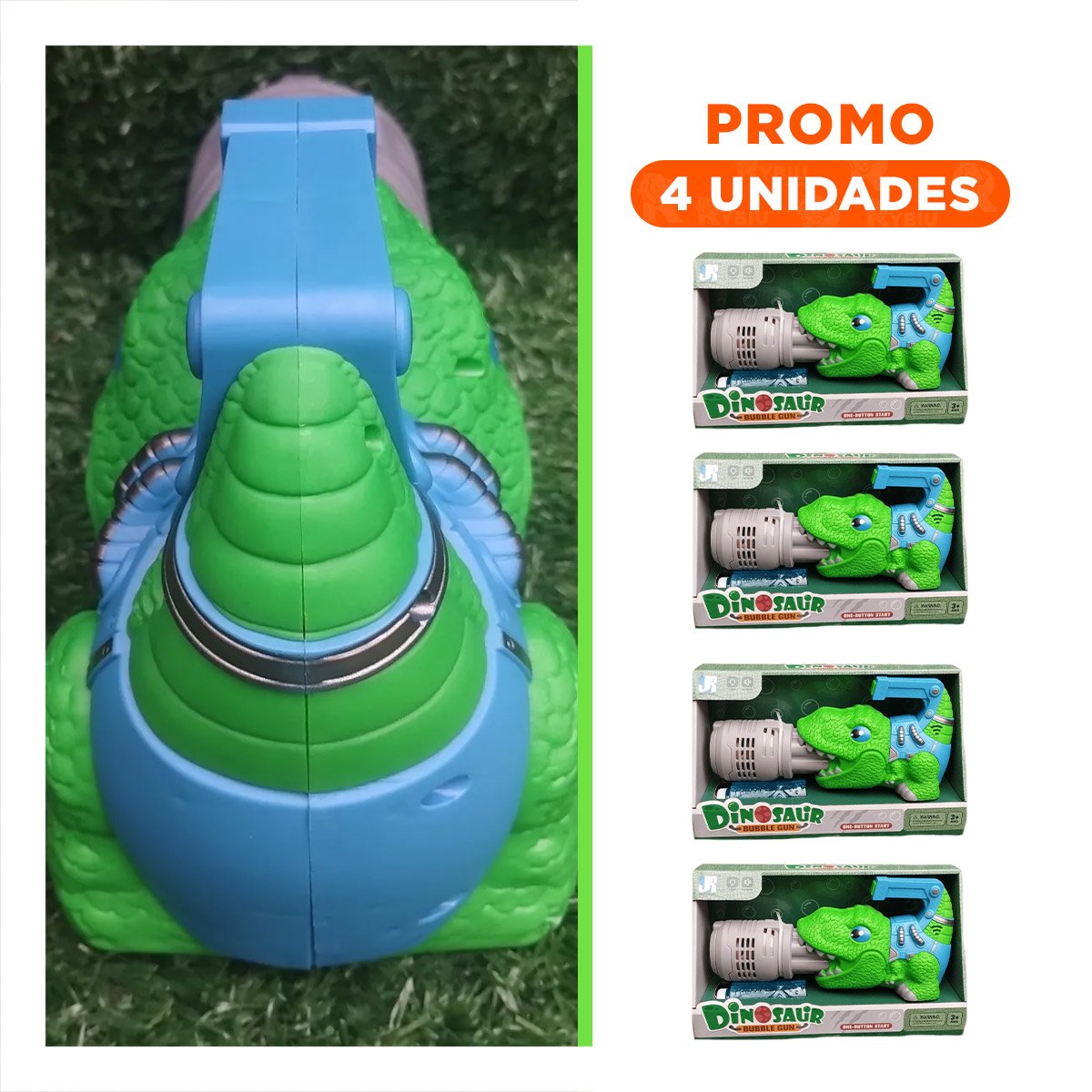 PACK4 IMPULSOR LED DE BURBUJAS DINOSAURIO CON SONIDO PARA DIVERSION Y+REGALO STICKER - 1
