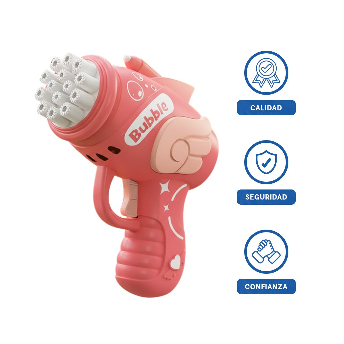 PACK6 SOPLADOR DE BURBUJAS INFANTIL CON ALITAS ROSADO Y+REGALO STICKER - 2