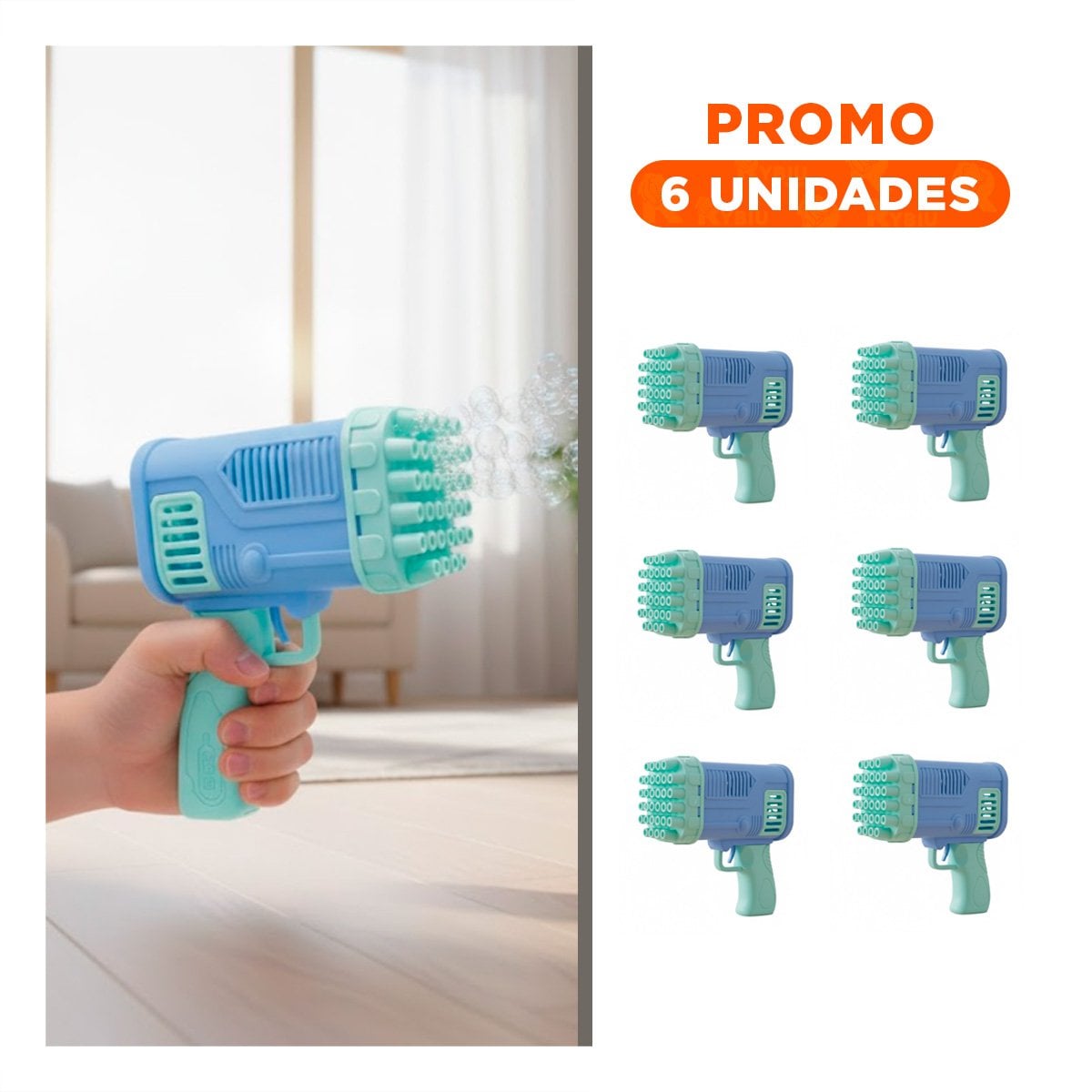 PACK6 PROYECTOR DE BURBUJAS COHETE CELESTE PARA ACTIVIDADES RECREATIVAS EN CASA - 1