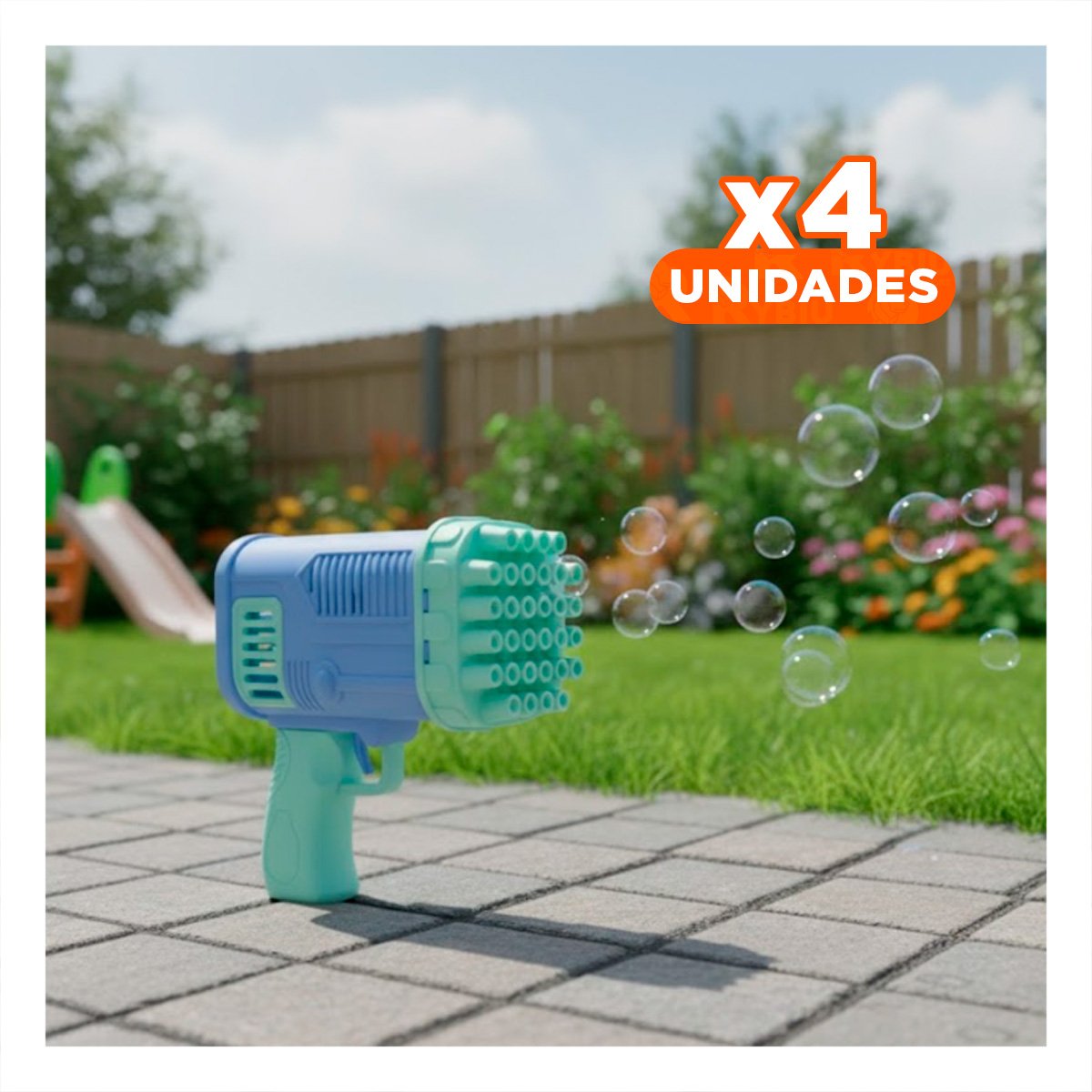 PACK4 PROYECTOR INFANTIL DE BURBUJAS COHETE CELESTE PARA JUEGOS AL AIRE LIBRE - 1