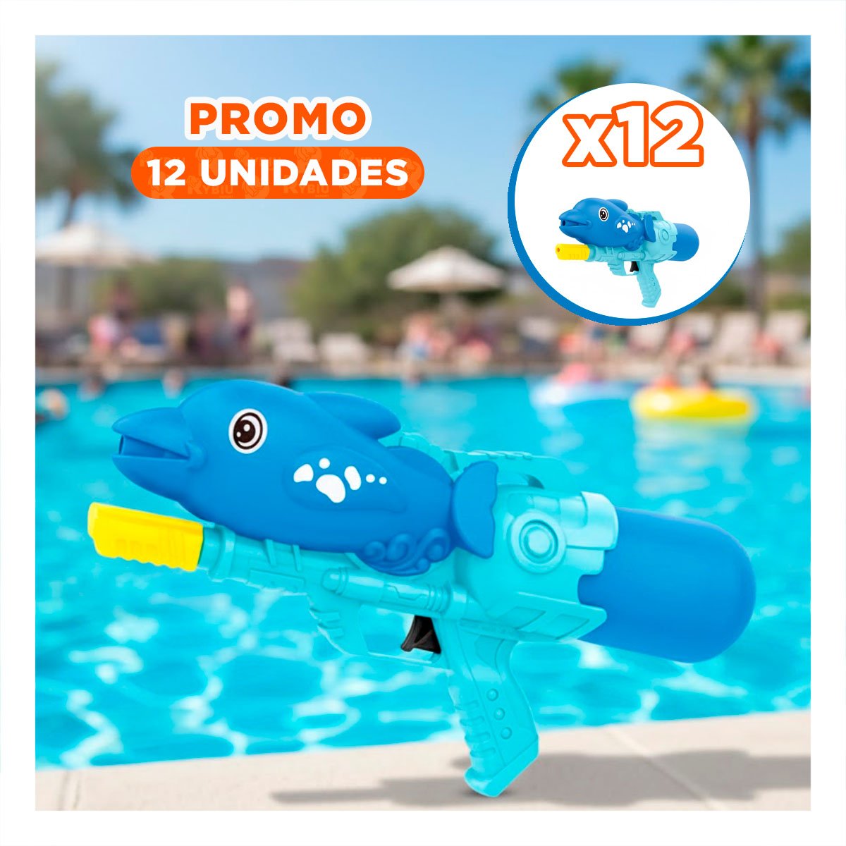 PACK12 ROCIADOR DE DIVERSION ACUATICA DELFIN AZUL PARA VERANO EXTERIOR - 1