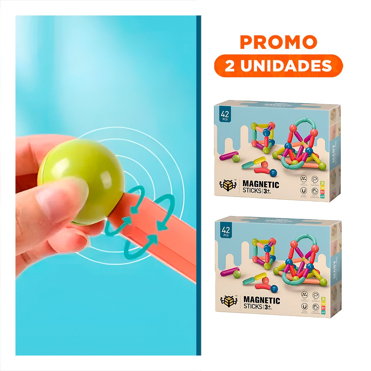 PACK2 EXPERIENCIA MAGNETICA EDUCATIVA CON PIEZAS CREATIVAS PARA JUEGO - 1